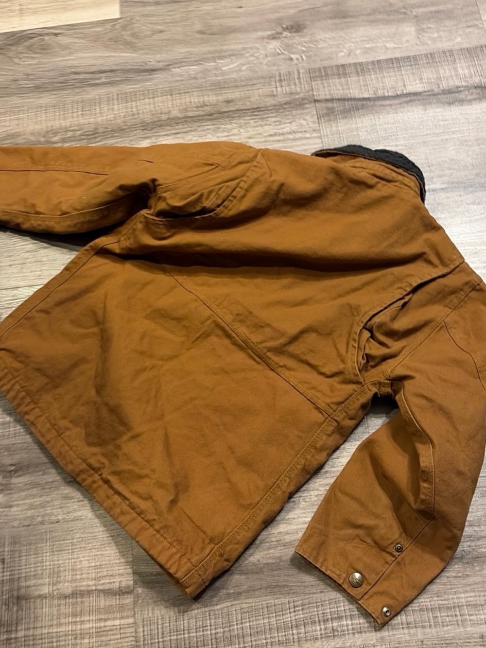 Carhartt Brown Duck Canvas Jacket with Black Sherpa Collar - Picture 4 of 4